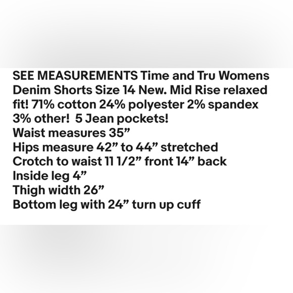 TIME and TRU Printed Denim Shorts With Pockets Size 14 Womens 5 Pockets New - Picture 11 of 11